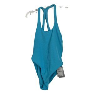 New L*Space Ribbed Aquarius Blue One Shoulder One Piece Swimsuit 4 Swimwear